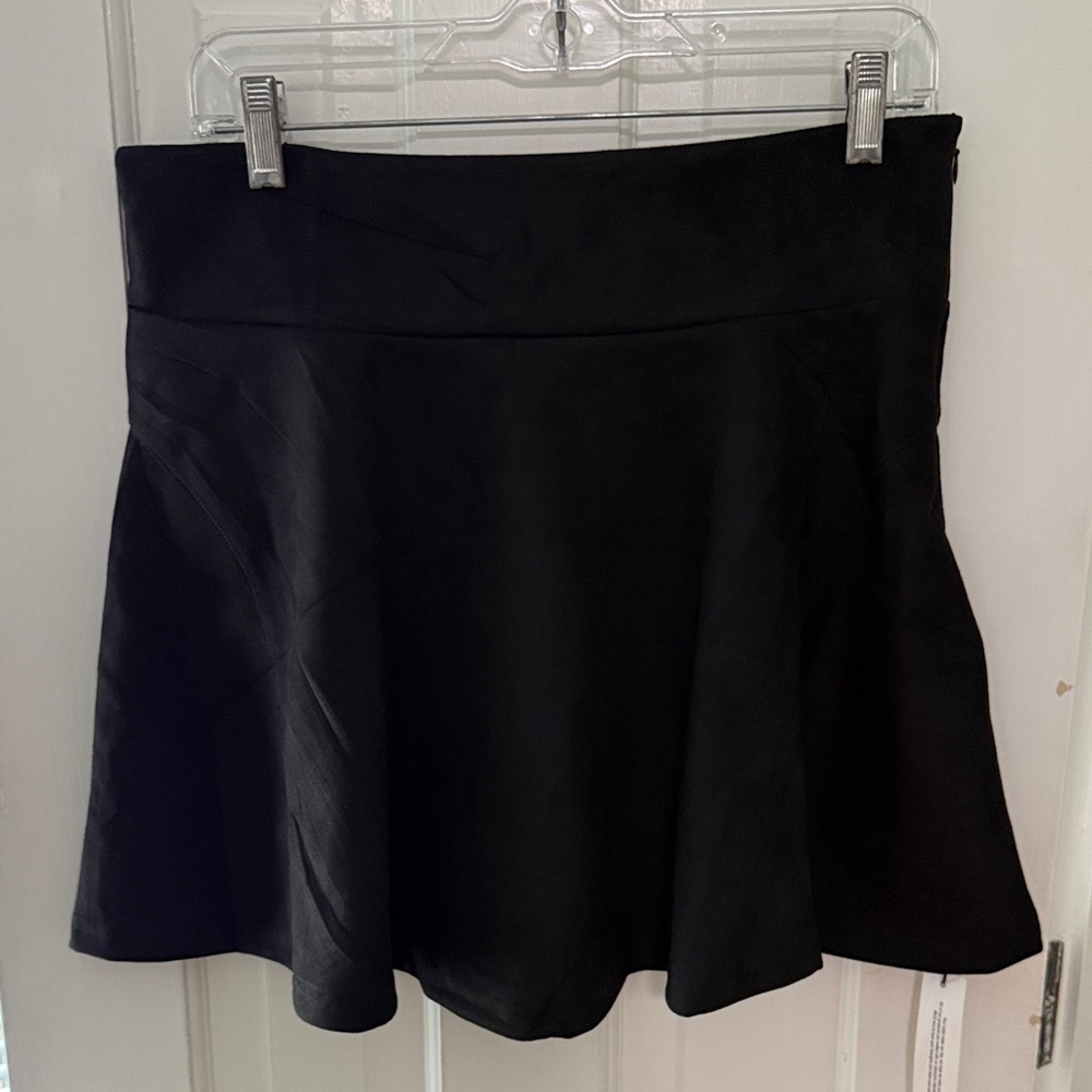 Black Faux Suede Mini Skirt